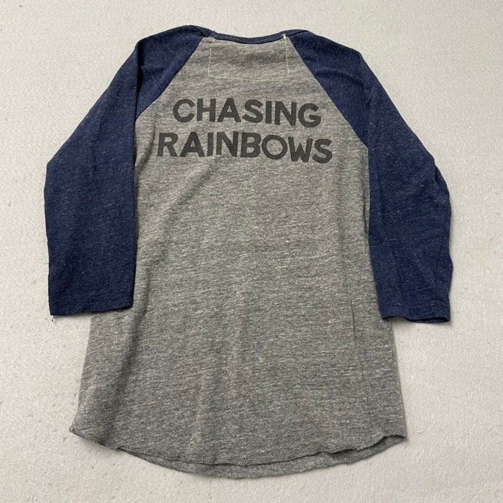 Aviator Nation Raglan Tee Unisex 8 Kids Gray Navy Rainbow Mountain Graphic USA - Picture 8 of 8